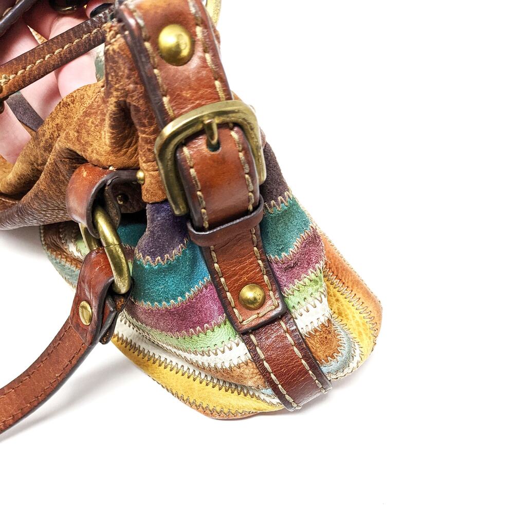 Fossil Vintage Womens Shoulder Bag Purse Leather Rainbow Multicolor Studded Y2K - Picture 4 of 10
